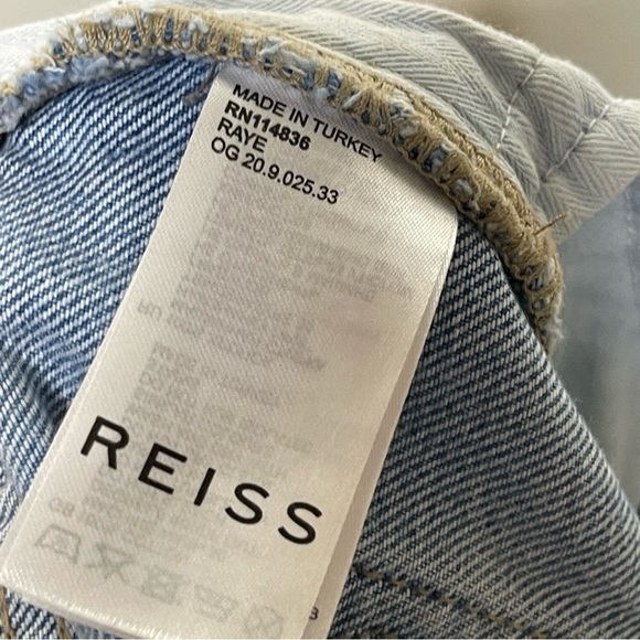 REISS Raye high-rise slim-fit straight denim in light blue jeans sz 28 - Picture 6 of 9